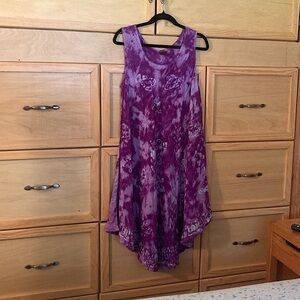 Purple Tie-Dye Sleeveless Dress